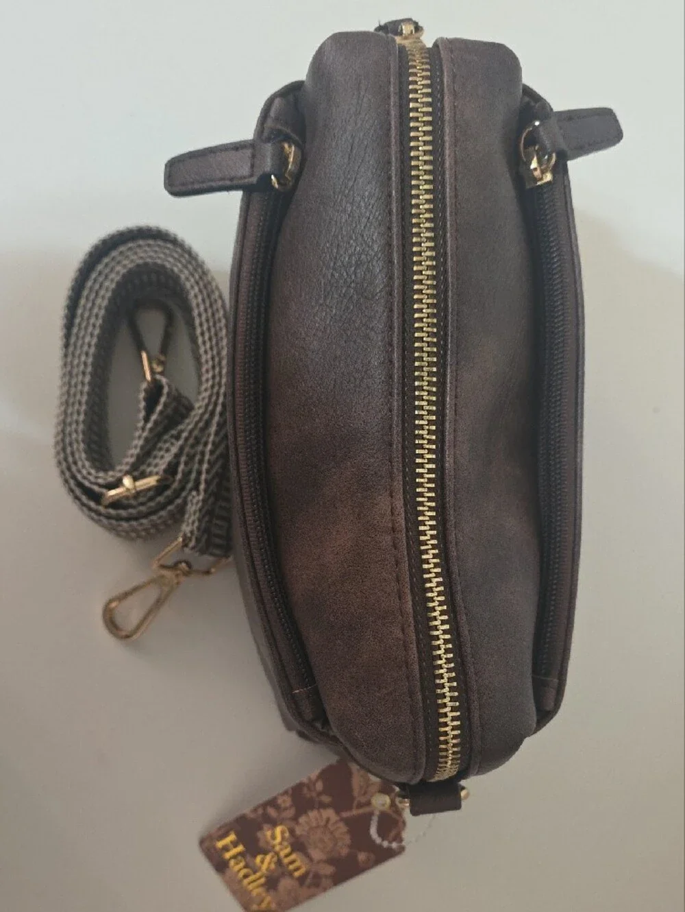 Brown Leather Crossbody Bag with Detachable Strap